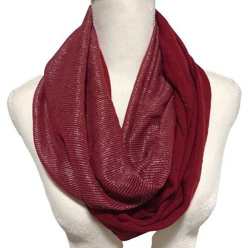 infinity CHIC  Scarf Red Silver Sparkle Contrasting Fabric Viscose