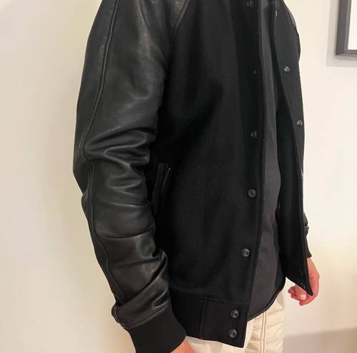 All Saints Mens Leather Bomber Jacket