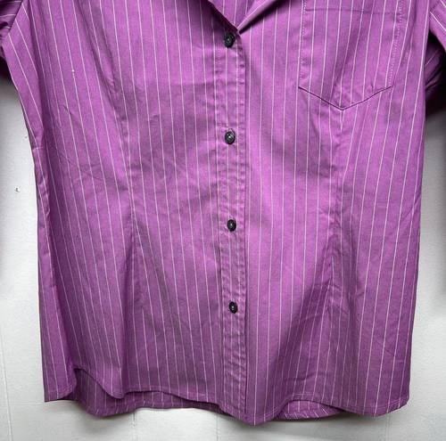 Krass&co NY &  3/4 Sleeves Button Front Striped Purple Shirt Women's Size Large Office