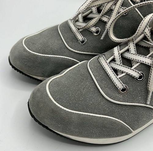 Max Mara  Suede Sneakers With Small Wedge In Grey size 37.5 B24A2