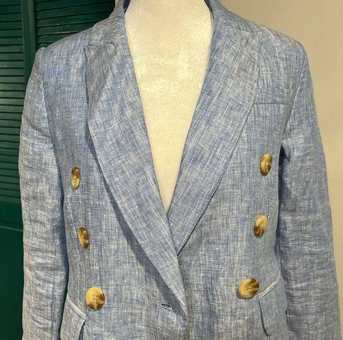 Magaschoni  NWT 100% Linen baby blue double breasted blazer - XS ($228 retail)