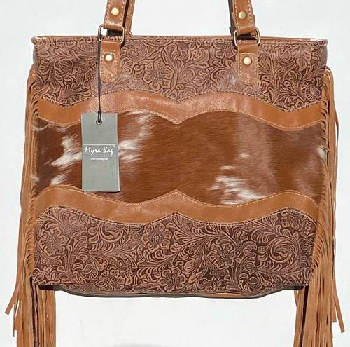 infinity NWT Fringed  LEATHER & HAIRON BAG by Myra