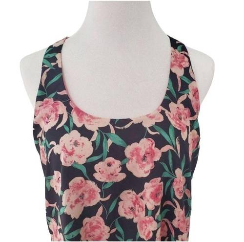 Collective Concepts  Womens Floral Back Zip Racerback Tank Top Multicolor Small