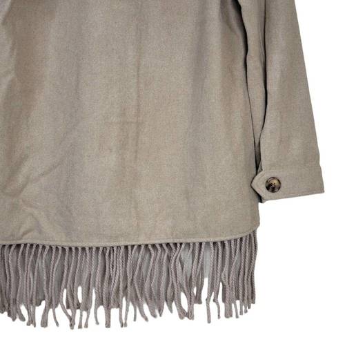 Laundry by Shelli Segal  Womens M Fringe Shaket in Silver Mink Tan NEW