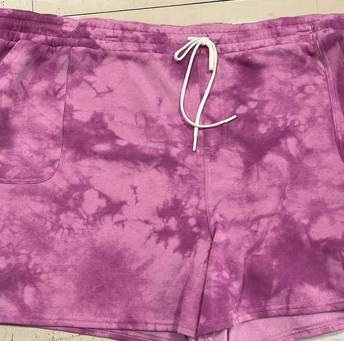 Sonoma Women’s Shorts 3X Fleece Lounge Relaxed Fit Lilac Tye Dye Workout Athletic Gym