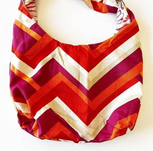 Krass&co Three Sisters  Reversible Sling Tote Floral Chevron Bright Colorful Bag Boho