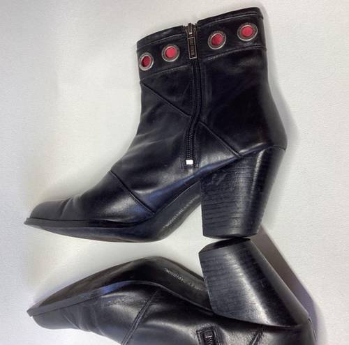 Harley Davidson  leather swagger mid calf grommet moto biker black Boots Size