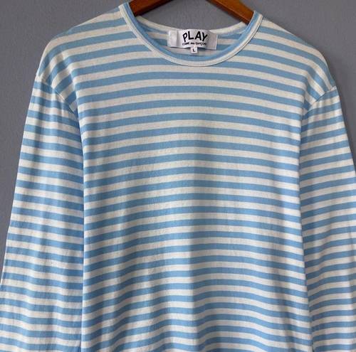 Comme des Garçons Play  Blue & White Striped Long Sleeve Tee Size Large