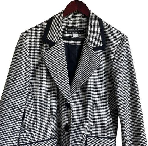 Houndstooth Lauren Alexandra Women Jacket Blazer Collar 3 Button Closure Size 10 