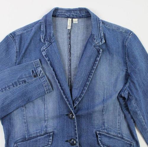 St. John’s Bay St. Johns Bay Women XL Denim Blazer Jacket Stretch Retro Hippie Minimalist