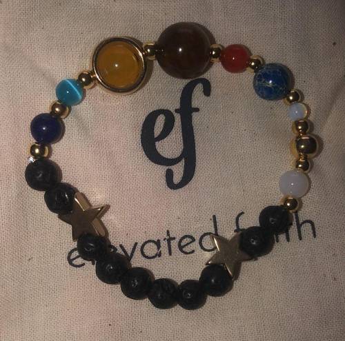 Elevated faith solar system stone bracelet