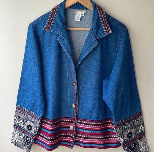 Coldwater Creek VINTAGE  Embroidered Tapestry Denim Shacket Jean Jacket Medium