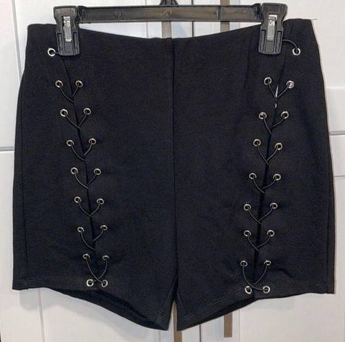 Forever 21 Black Stretchy Shorts With Double Lace Up Details