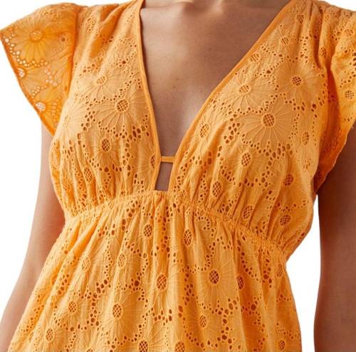 Rails  Tina Embroidered Eyelet Cotton Midi Dress in Marigold Size S NWT