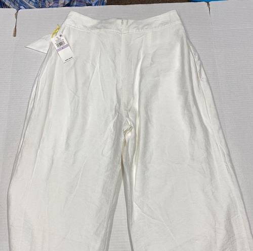 CeCe  Womens White Zippered Belted Gaucho Wear To Work Wide Leg Pants 6 (b13)