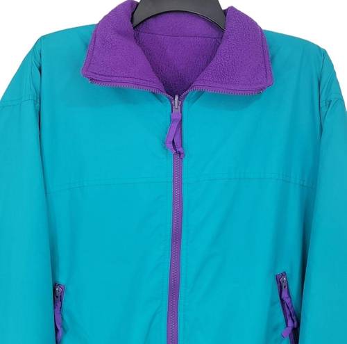 Cabin creek  Vintage Reversible Zip Up Light Teal Purple Oversized Jacket Size M