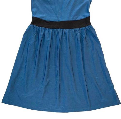 Bebop Womens One Shoulder Dress Short Empire Waist Blue Black Stretchy Large