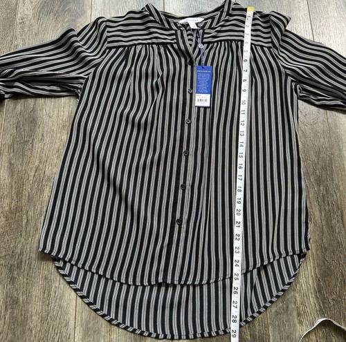 Popsugar  NWT Striped Long Sleeve Button Down Shirt Classic Black and White Top