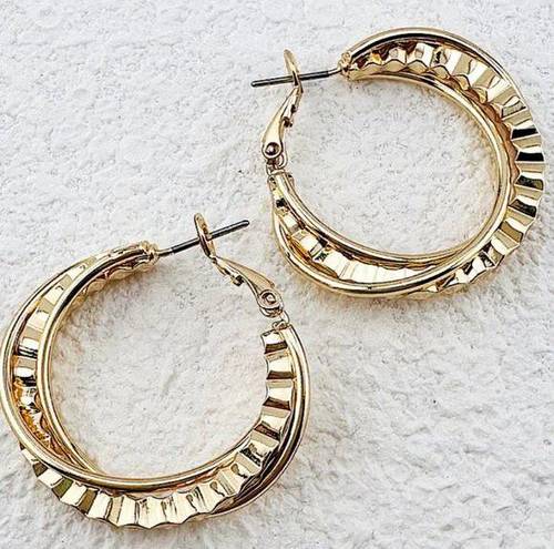 Ettika  Boho Gold Tone Double Twist Hoops Earrings