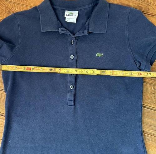 Lacoste Women’s  button down short sleeve pique polo navy blue size 40 small