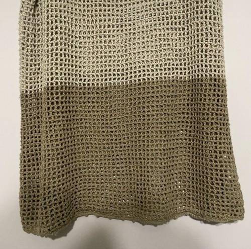 Tommy Bahama  swim cover neutral color block open knit cotton netting tank top