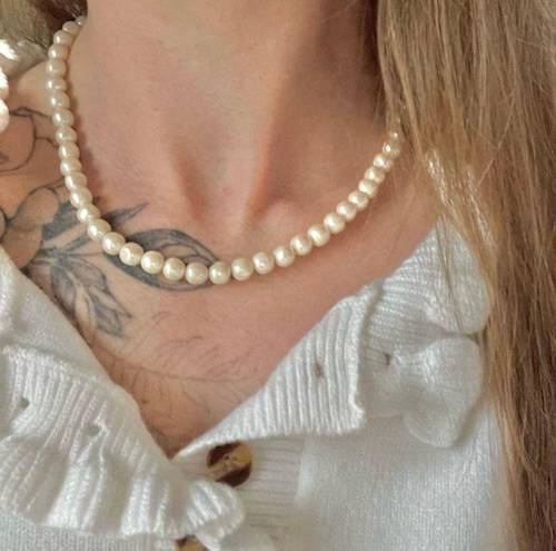 American Vintage Vintage “Ryver” Hidden Pearl Clasp Necklace 17.5” Baroque Ivory Cream Classic