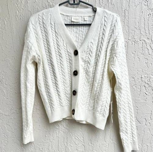 Cyrus NWT  Long Sleeve Cable Knit Cardigan Sweater Bone White Women's Size XS