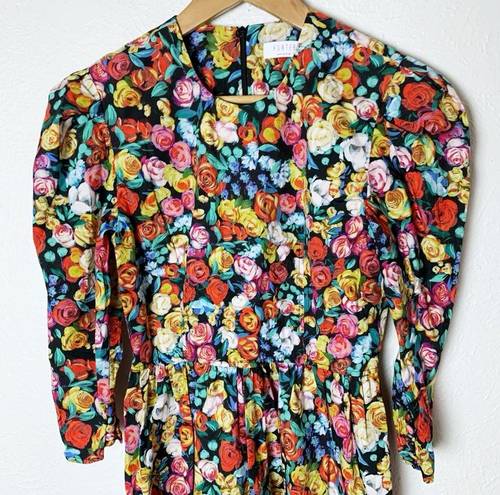 Hunter Bell  Patterson Floral Puff Sleeve Midi Dress Sz 0 Super bloom