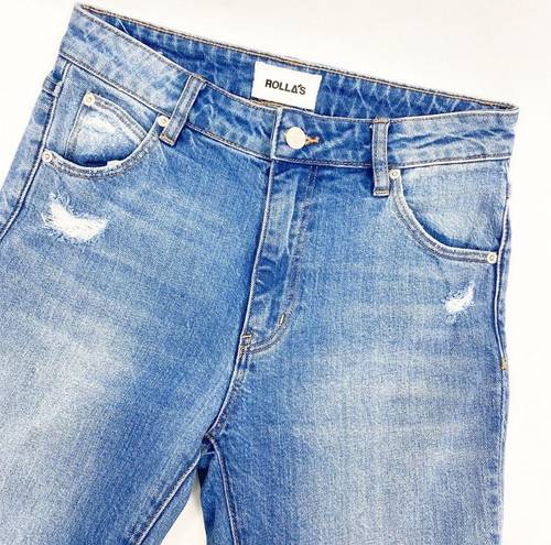 Rolla's Rolla’s Miller Mid High Rise Slim Jeans Distressed Destroyed Medium Wash