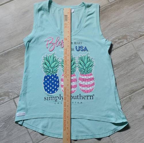 Simply Southern  Bless Your Heart USA Pineapple High/Low Tank Top