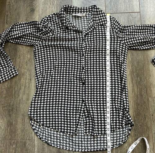 Houndstooth Big Dart Button Down Black and White  Shirt Women’s Size Medium UK 12