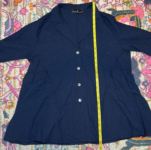 Tuckernuck  Pomander Place Navy Blue Swiss Dot
Scarlett Button Down Shirt Size S