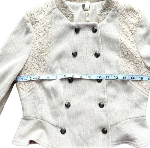 We The Free  Military Blazer Double Breasted Off White Lace Jacket Size 2