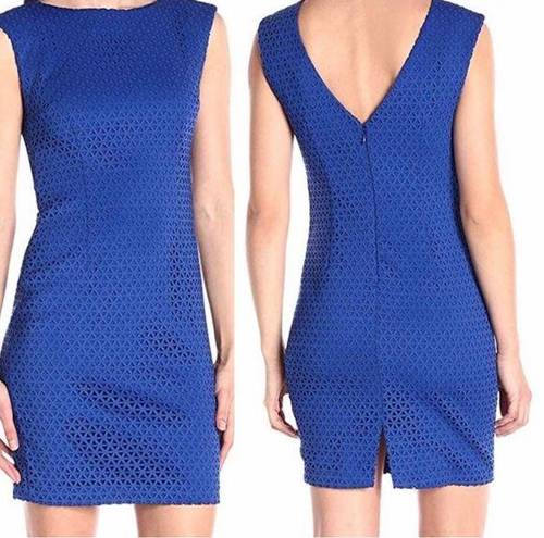 Tracy Reese Plenty Dresses by  Jilian Scuba Lazer-Cut Dress Sz 14 Cobalt Blue NWT