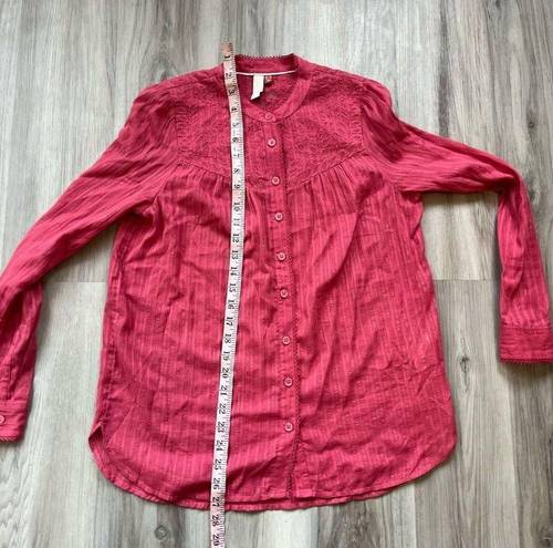 Pilcro  2 Pink Floral Lace Button Down Blouse