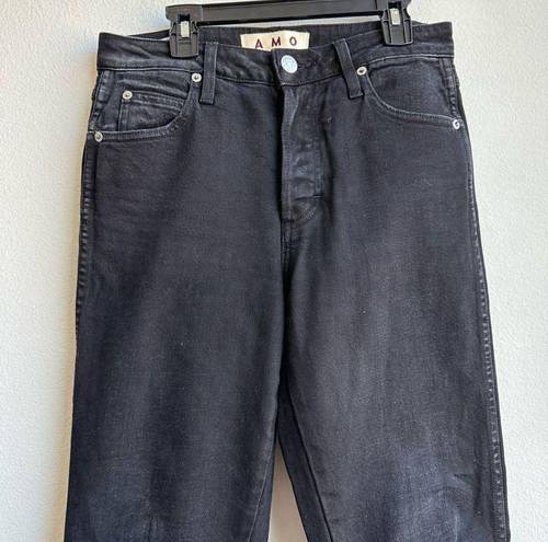 Magic AMO Jeans Baby Black  Raw Hem High Rise Button Fly Size 27 Made in The USA