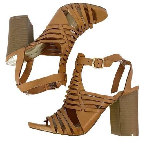 Big Buddha  Strappy Block Heel Gladiator Sandal, Faux Leather, Women’s Size 8.5