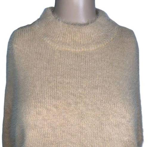 The Moon Sun and Womens Pullover Sweater Funnel Neck Fuzzy Long Sleeve Knit Beige XS