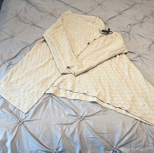 Venus  Basket Weave Wrap Sweater in Tan - Size XL