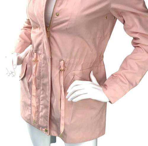 Cole Haan  Womens Size XS Blush Pink Parka Jacket Removable Hood Adjustable Waist