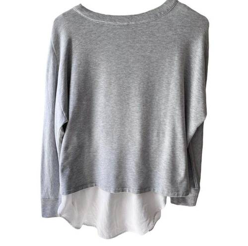 Vince  Long Sleeve Gray Jersey White Button Down Layered Top Women’s XS