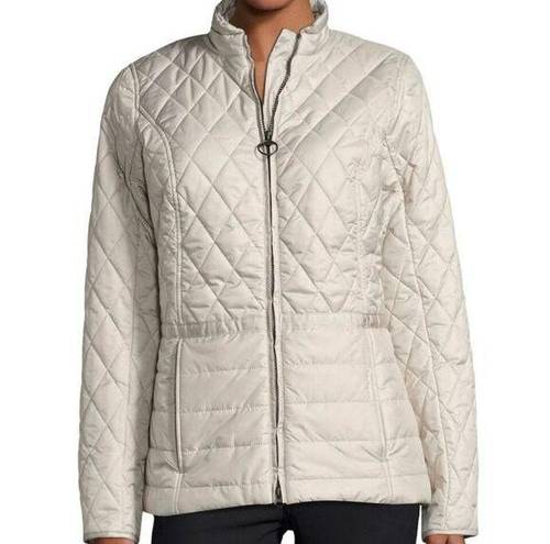 Barbour  Charlotte Quilted Jacket Winter Tartan Size US8 Beige