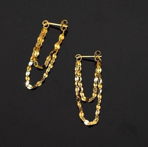 Gold chain tassel dangle drop earrings for women