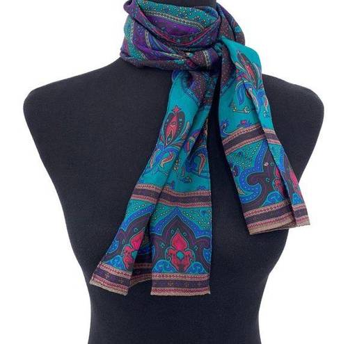 Liz Claiborne VTG  Paisley Neck Scarf Turquoise Blue