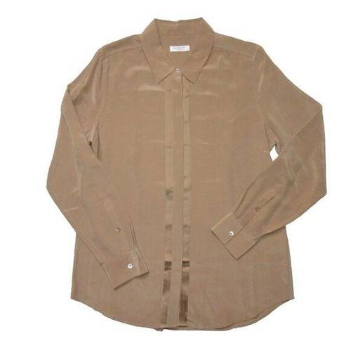 Equipment NWT  Earl in Camel Silk Pleating Button Down Shirt L $258