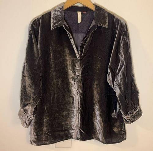 Pilcro  Crushed Velvet Oversized Button Up Collared Top Size XS