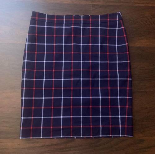 Tommy Hilfiger  navy blue and red plaid pencil skirt size 8 NWT