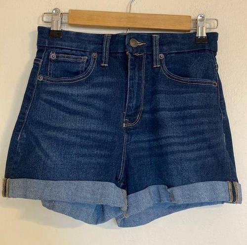 No Bo  High Rise Dark Wash Rolled Hem Stretch Denim Jean Shorts Size 7