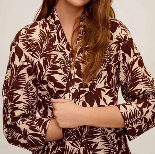 Mango NWT MNG  Tropical Print Linen Blend Oversize Blazer