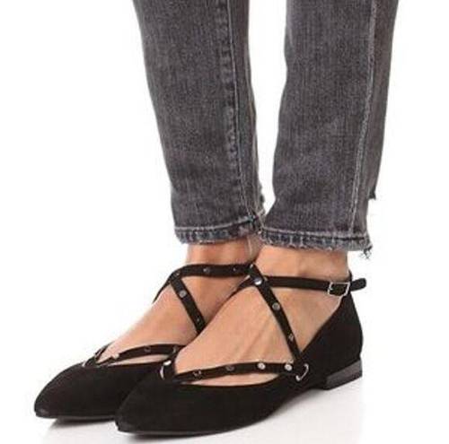 Rebecca Minkoff  Faye Studded Leather Crisscross Flat Black 7M